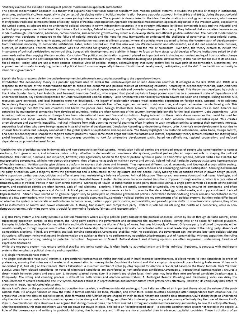Evolution of Political Modernisation Theory | PDF | Governance ...