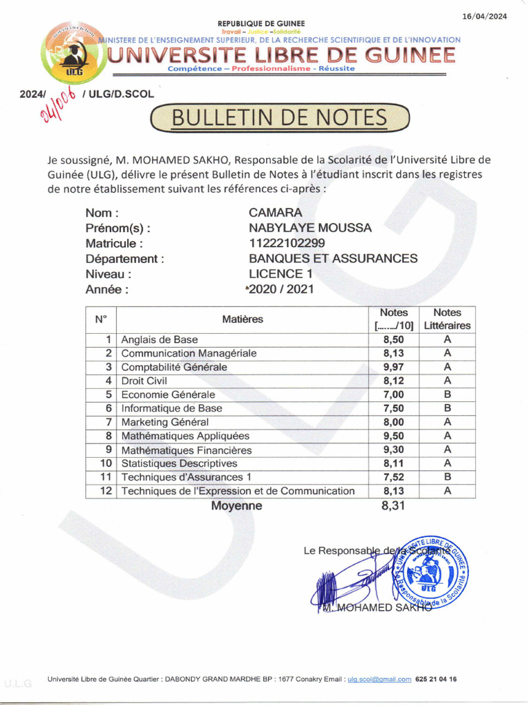 Mes Releve de Notes de Licence | PDF