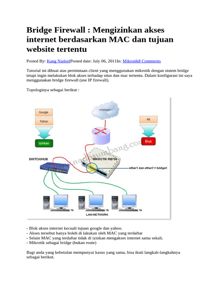 Konfigurasi Bridge Firewall Mikrotik | PDF