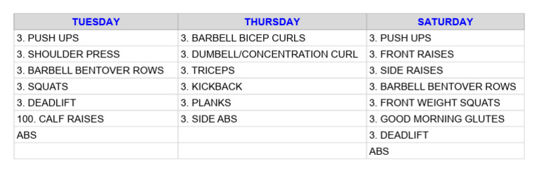 Weekly Strength Training Routine | PDF