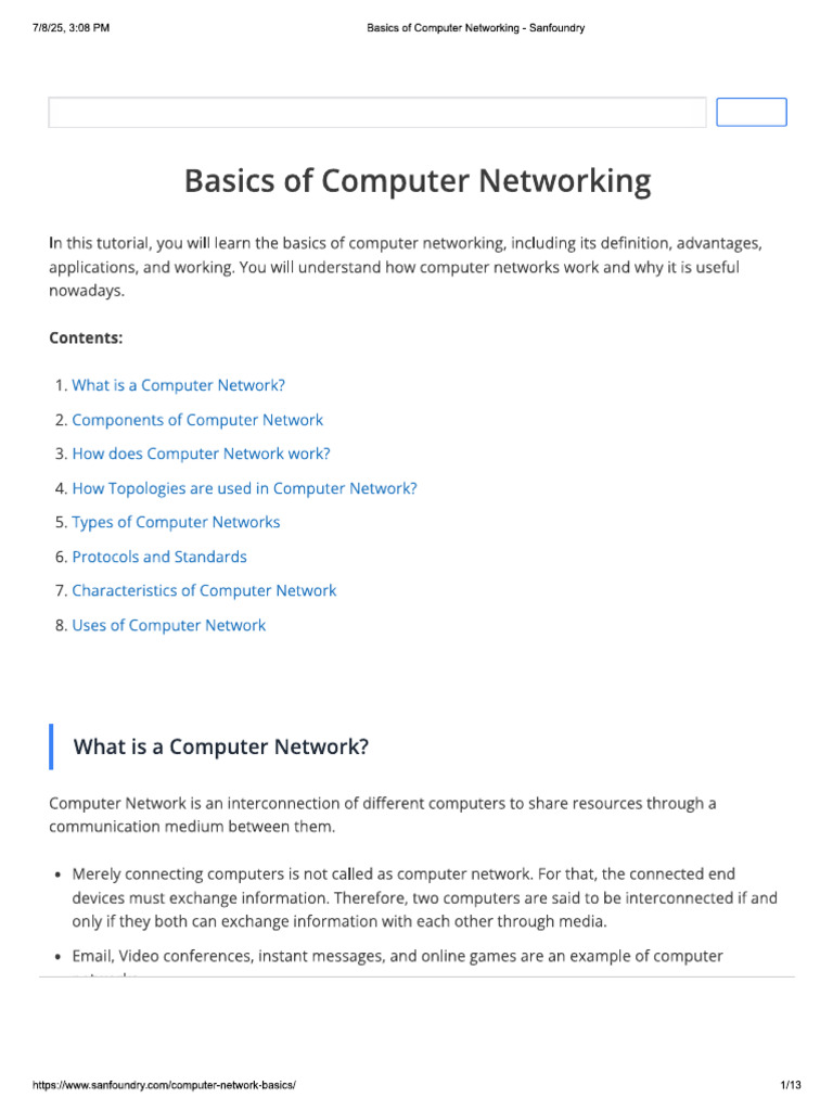 Basics of Computer Networking | PDF