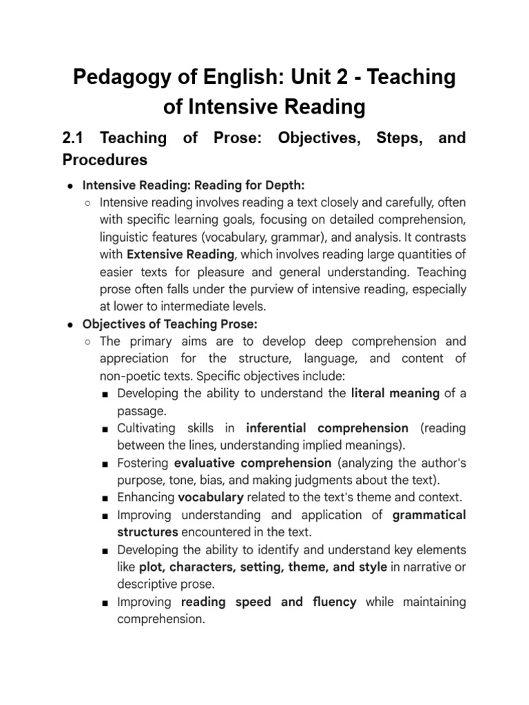 Unit - 2 - Pedagogy of English | PDF | Poetry | Reading Comprehension
