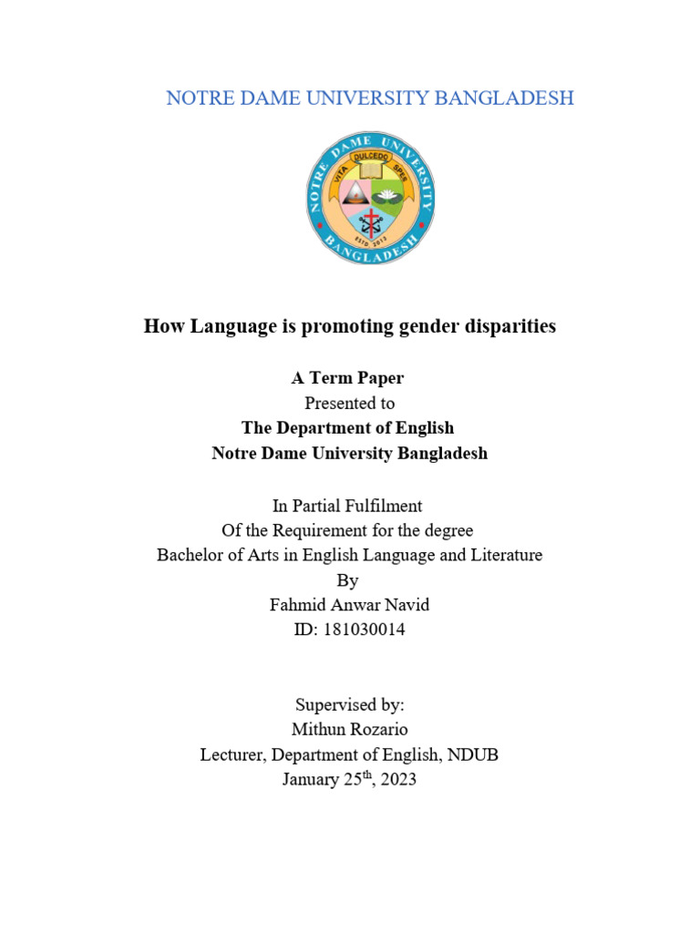 Language and Gender Disparities Analysis | PDF | Gender | Gender Studies