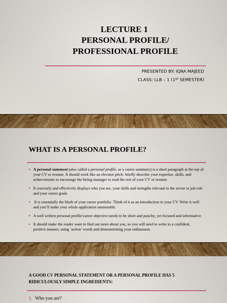 Personal Profile ENG | PDF | Résumé | Experience