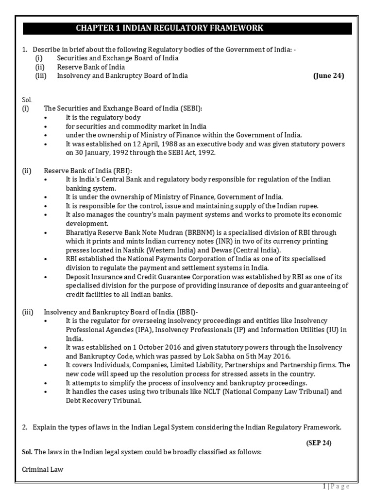 Overview of Indian Regulatory Bodies | PDF | Reserve Bank Of India ...