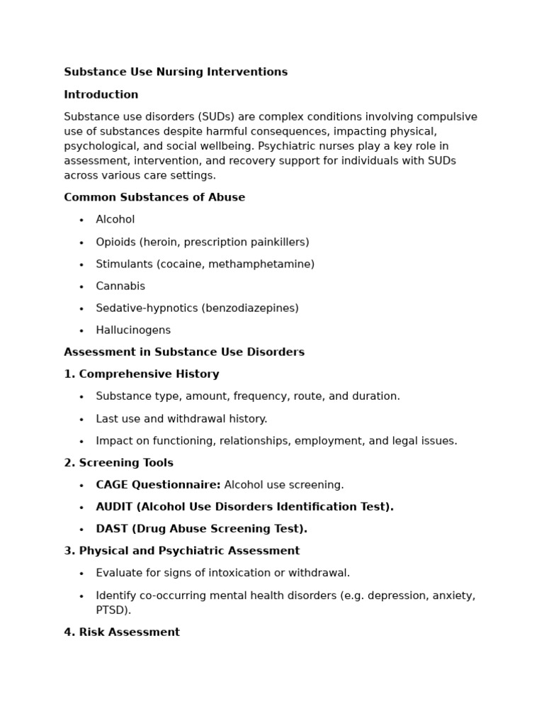 Nursing Interventions for Substance Use Disorders | PDF | Substance ...