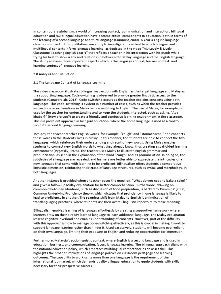 Bilingual Education in Year 4 Classrooms | PDF | Second Language ...