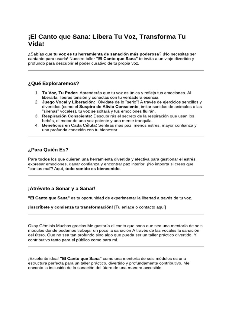 Canto Sanador: Libera Tu Voz y Sana | PDF | Las emociones | Canto