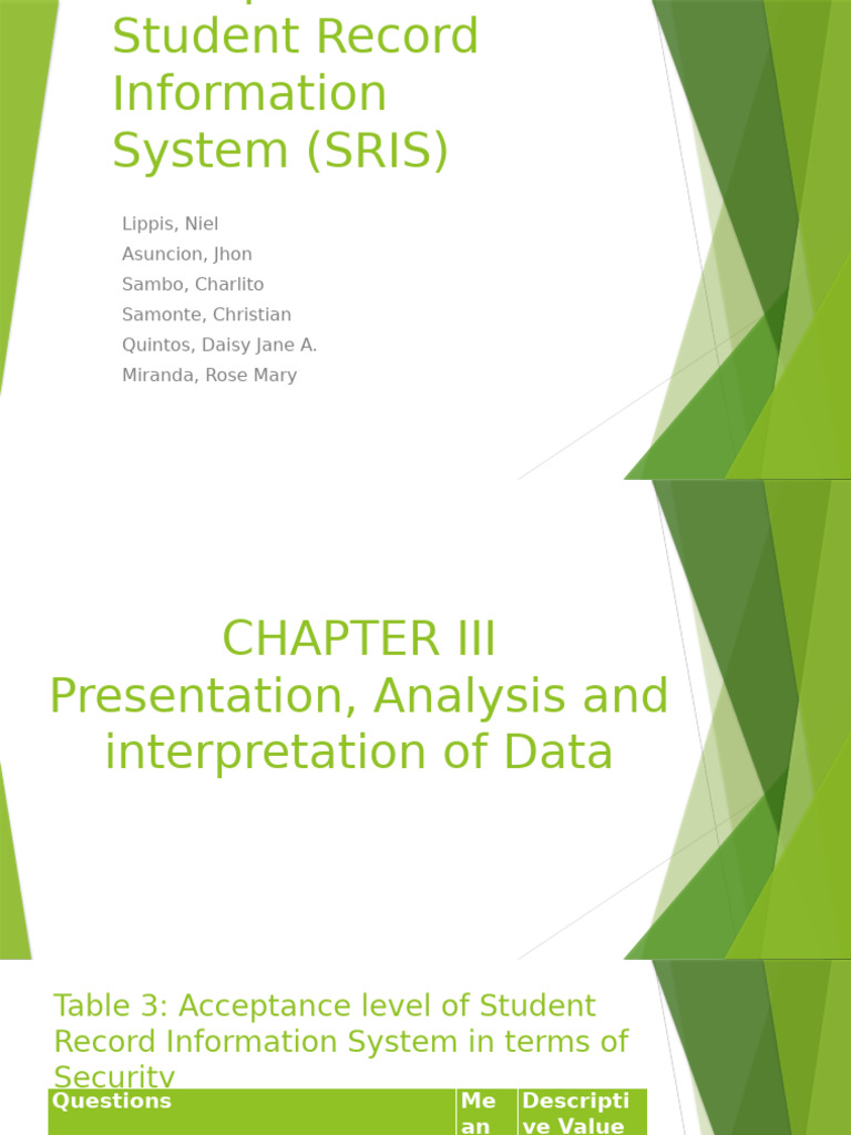 Perceptions On Student Record Information (SRIS) PPT 2025 | PDF ...