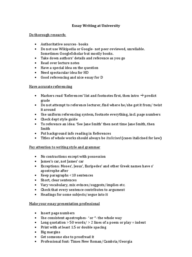 University Essay Writing Guide | PDF