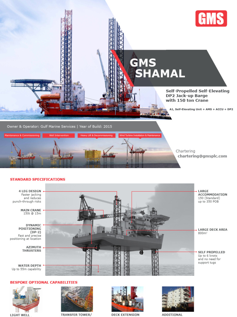 GMS Shamal Jack-up Barge Overview | PDF | Crane (Machine) | Ships