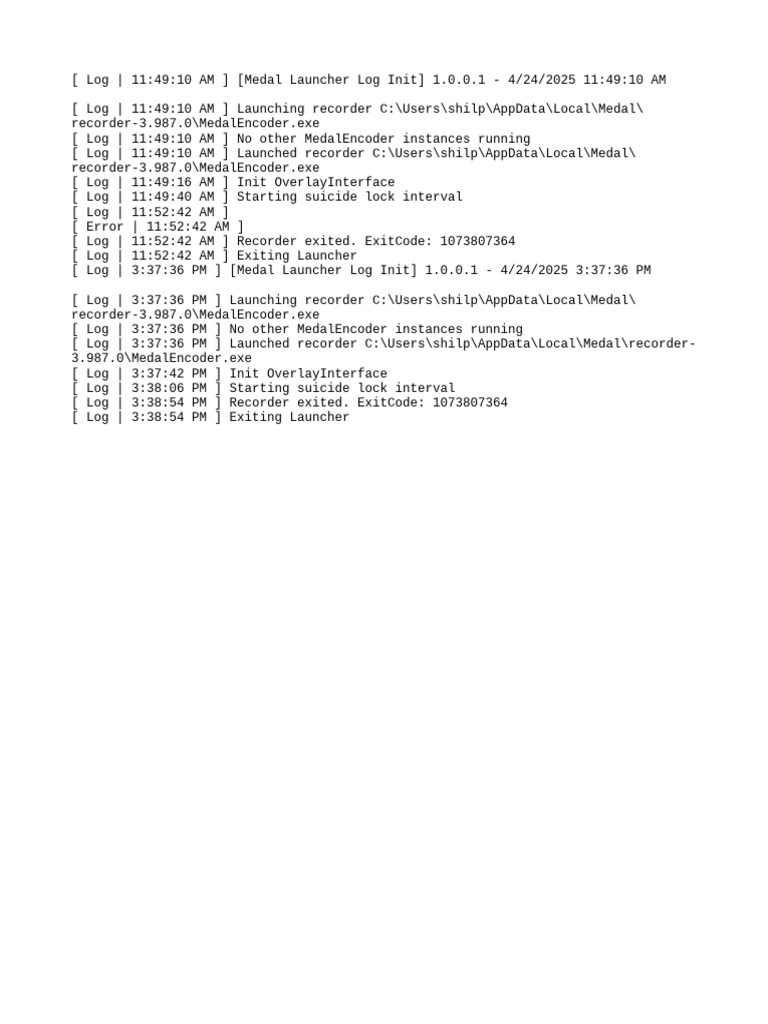 Medal Launcher Log Analysis 2025 | PDF