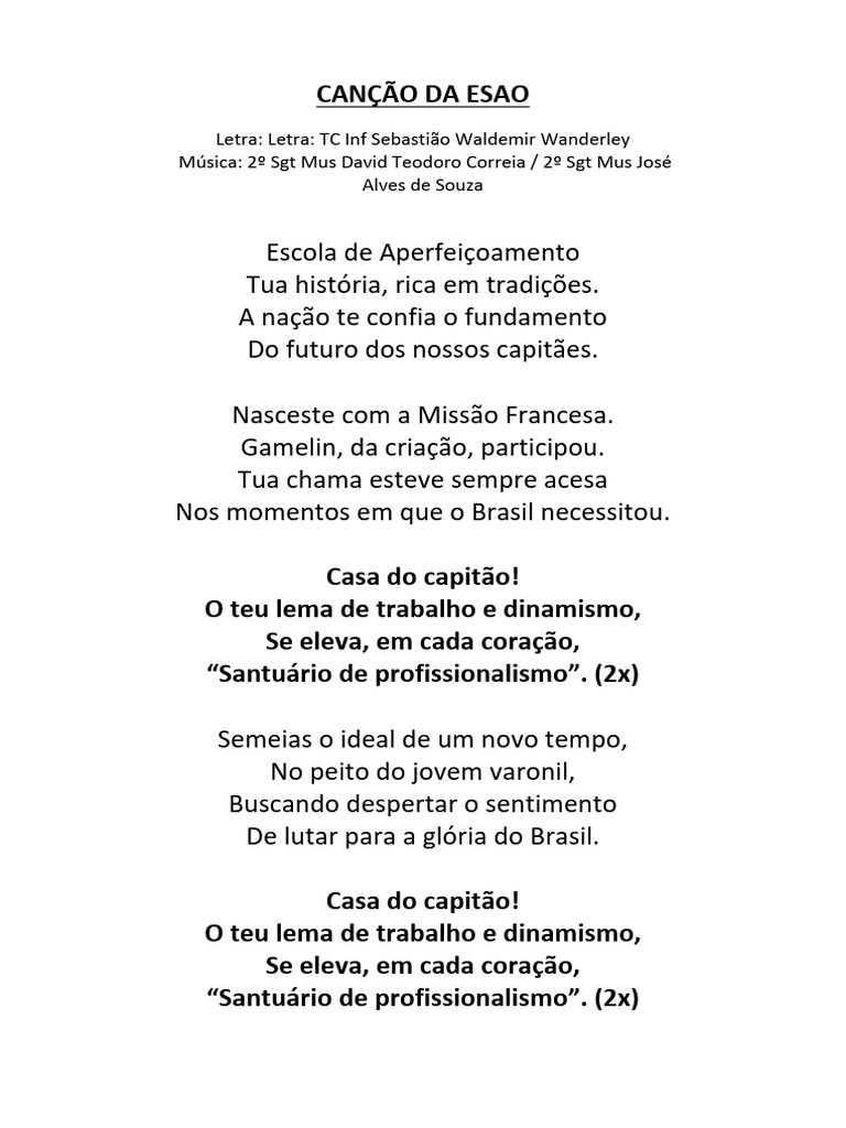 Letra da Canção da ESAO | PDF