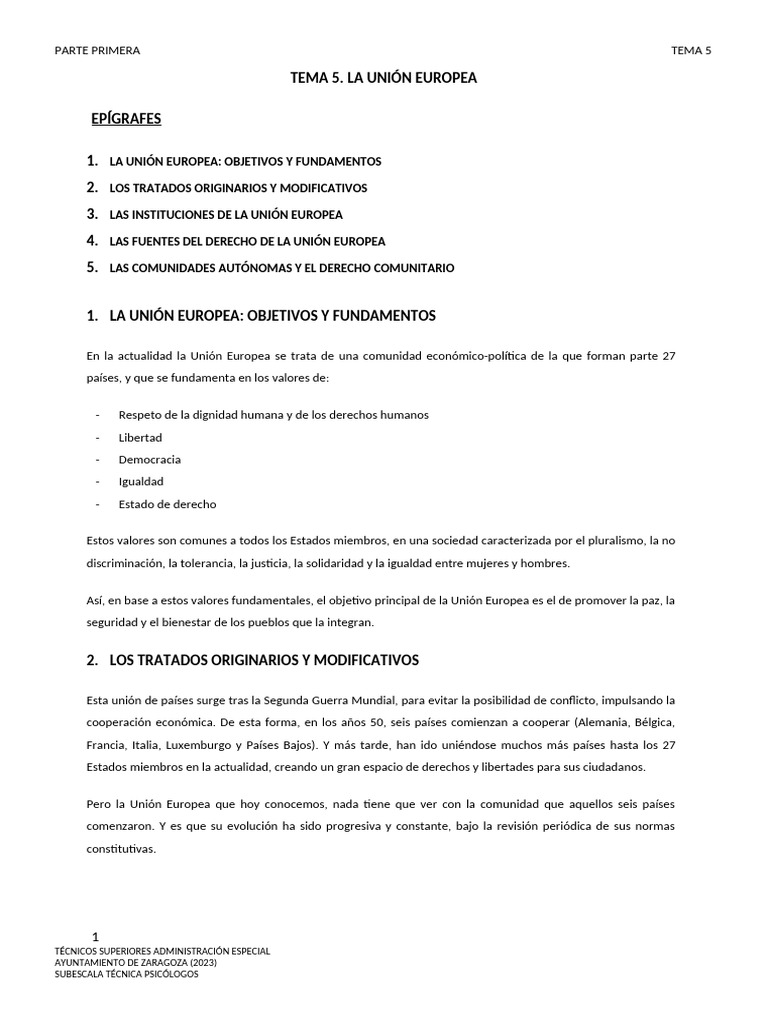 Fundamentos y Estructura de la UE | PDF | Comunidad Económica Europea ...