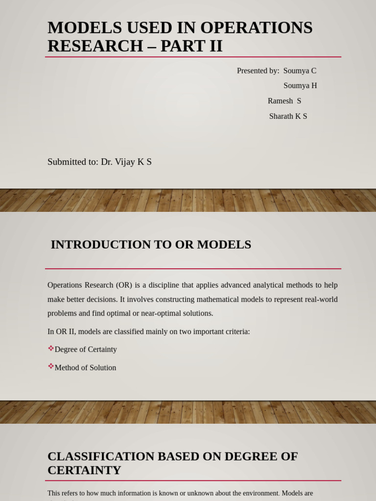 Models Used in Operations Research - Part II | PDF | Mathematical ...