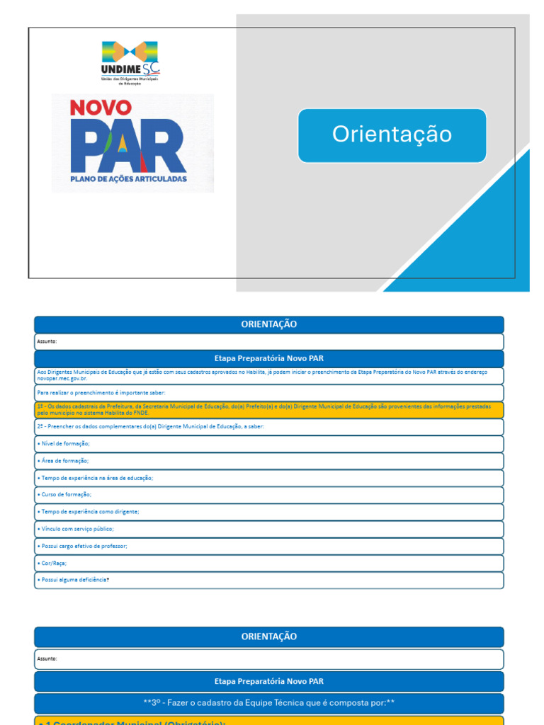 Como Preencher Etapa Preparatória Novo PAR | PDF