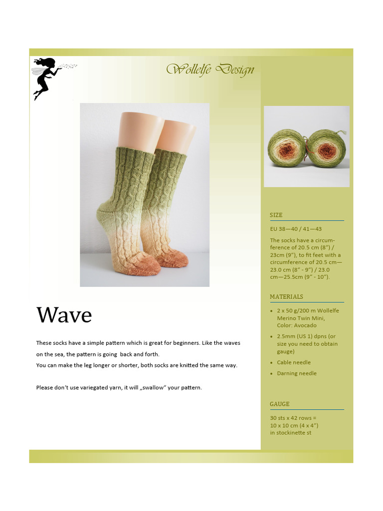 Beginner-Friendly Wave Sock Pattern | PDF | Knitting | Crafts