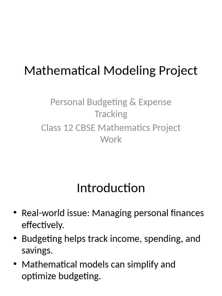 Math Models for Personal Budgeting | PDF | Expense | Budget