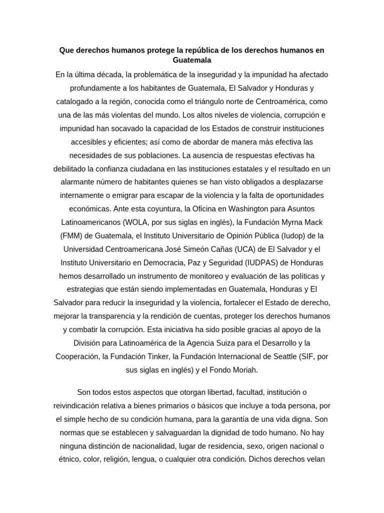 Derechos Humanos en Guatemala | PDF | Dignidad | Libertad