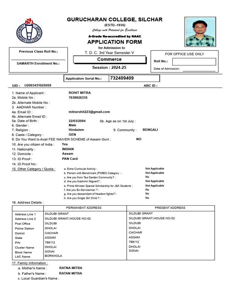 Rohit Mitra 5th Sem Form | PDF | Justice | Crime & Violence