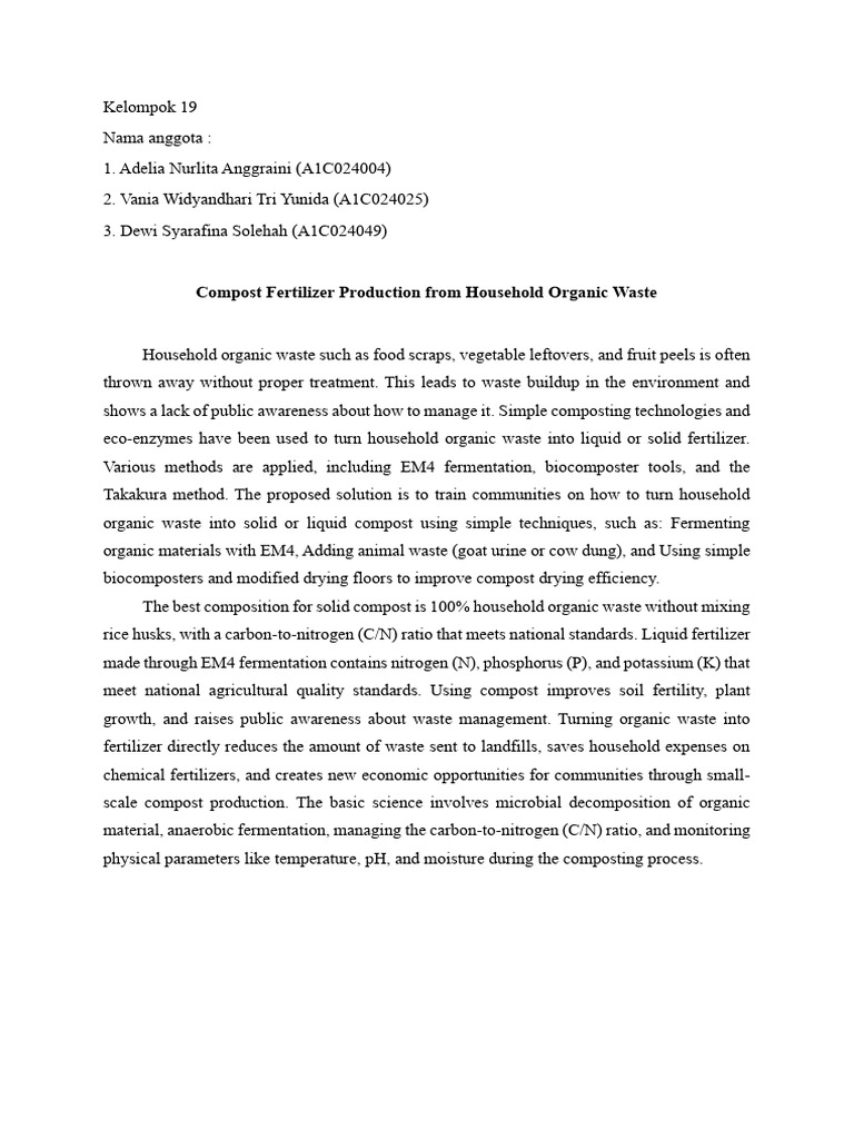Composting Household Organic Waste | PDF