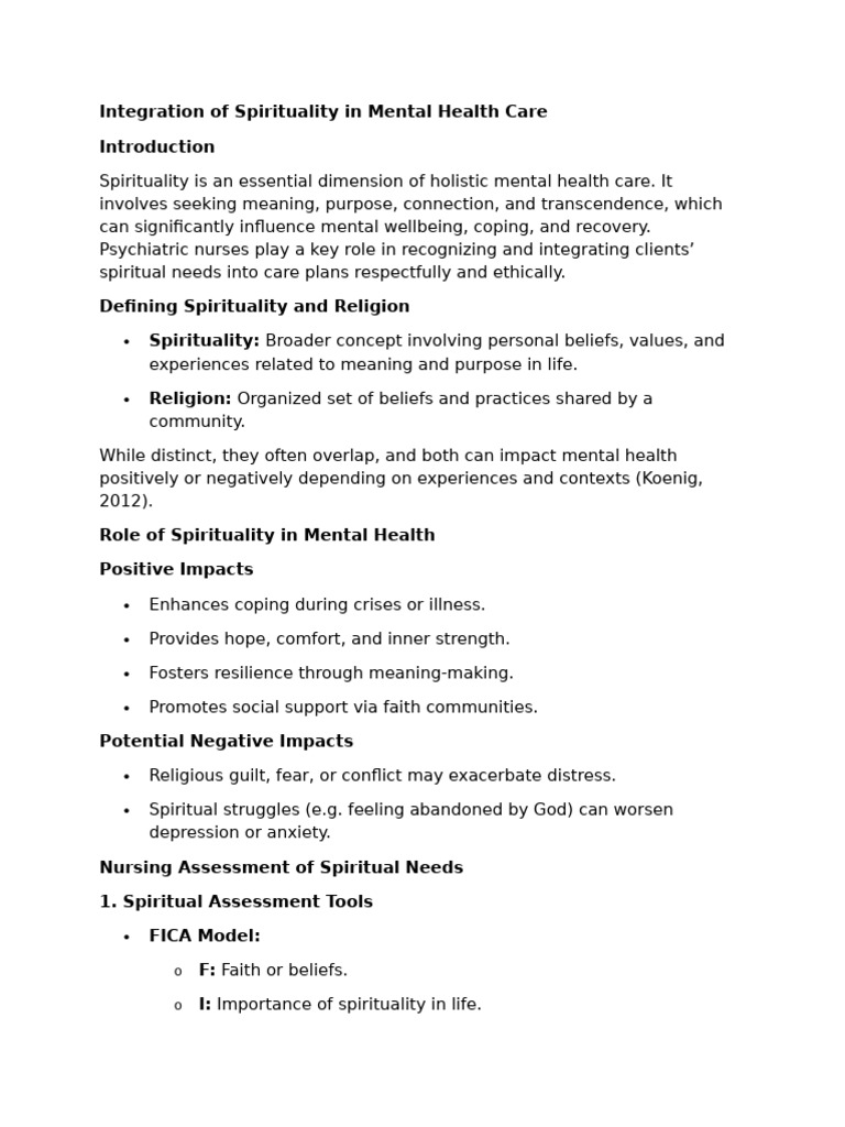 Integration of Spirituality in Mental Health Care | PDF | Spirituality ...