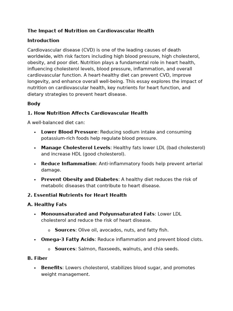 Nutrition's Role in Heart Health | PDF | Cardiovascular Diseases | Fat