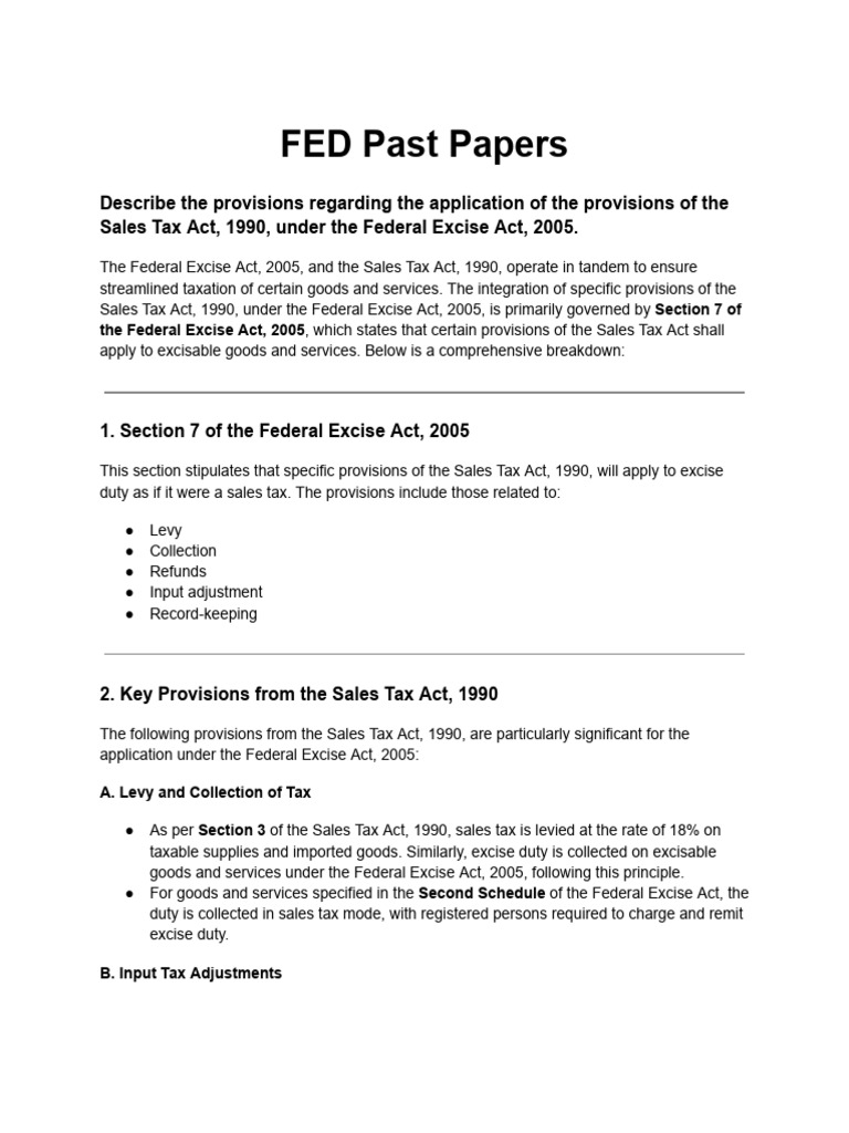 Federal Excise Duty and Sales Tax Integration | PDF | Excise | Taxation