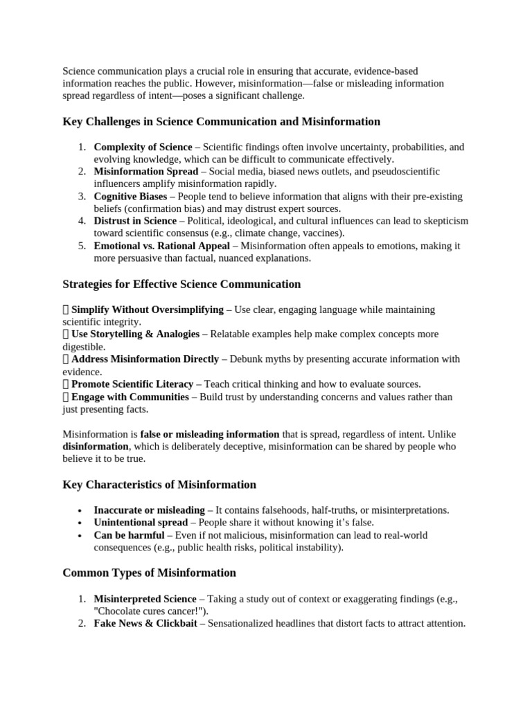 Challenges in Science Communication & Misinformation | PDF | Human ...