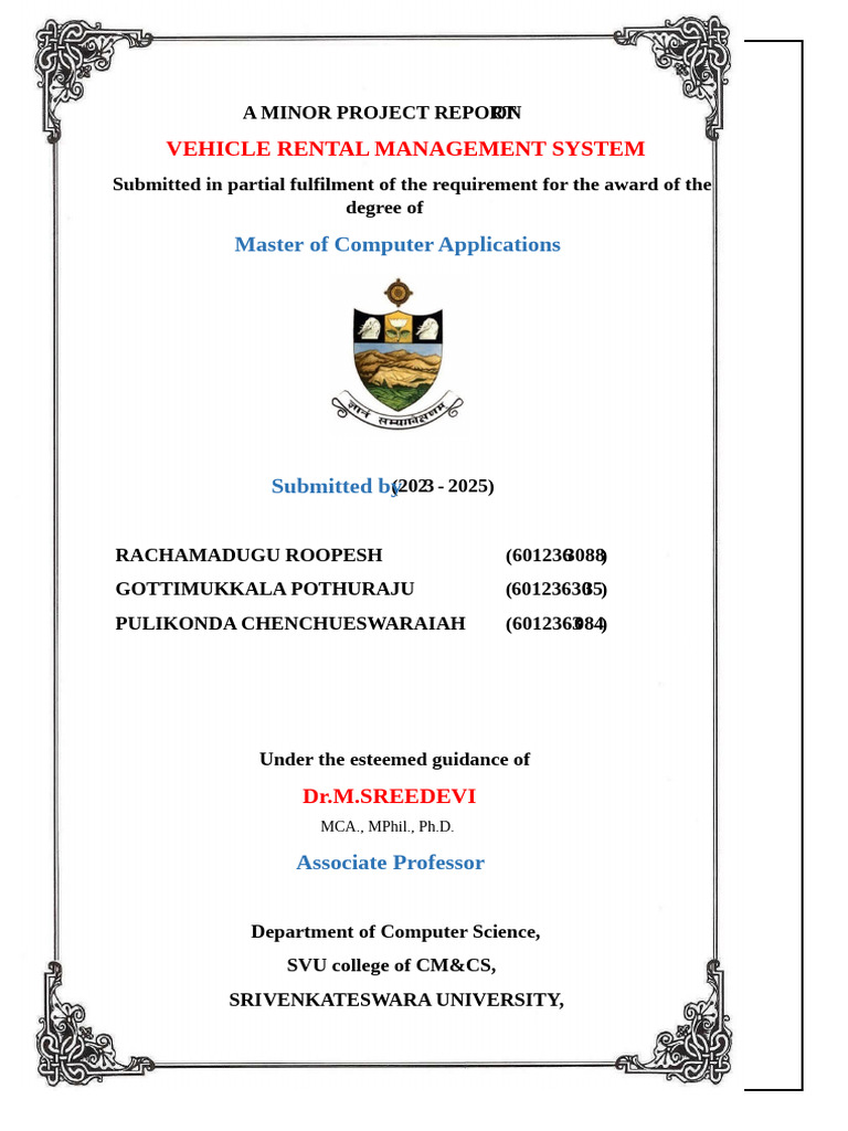 Vehicle Rental Management System Report | PDF | Computer Security ...