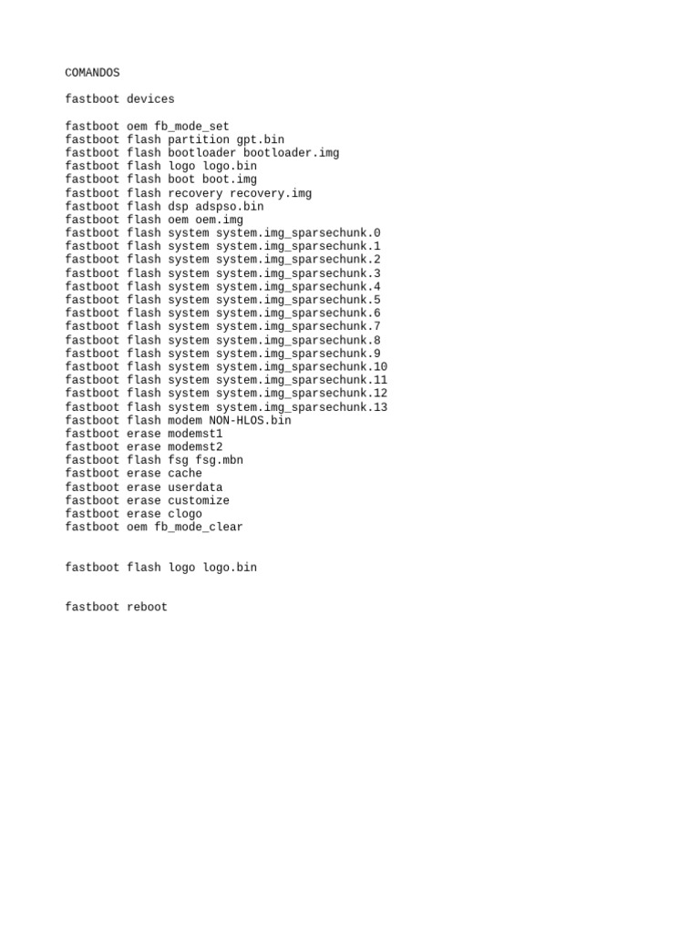 Fastboot Command List for Android Devices | PDF