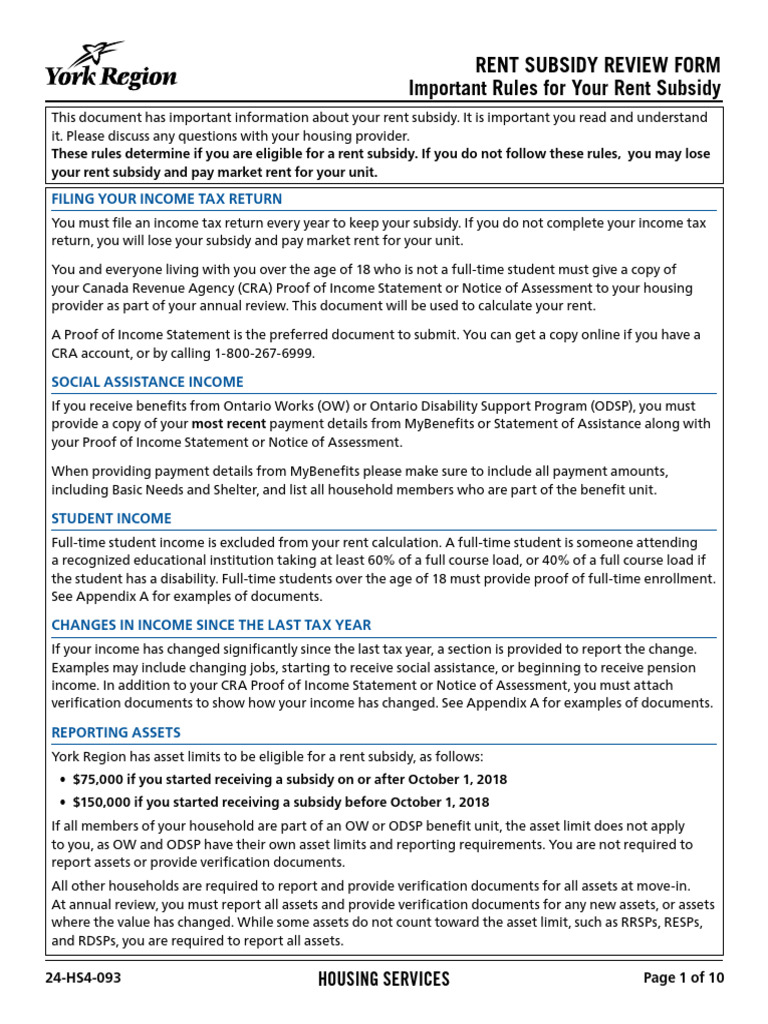 HS Rent Subsidy Review Form 2 | PDF | Pension | Economies