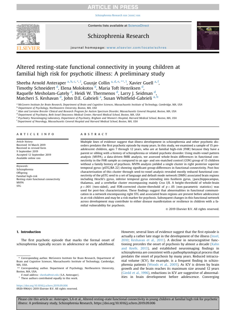 2019 Altered Resting-State Functional Connectivity in High Risk For ...