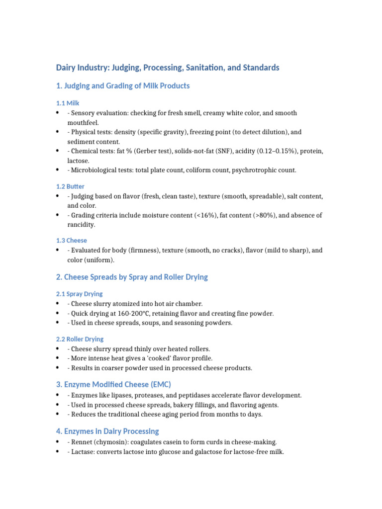 Dairy Processing and Sanitation | PDF | Cheese | Milk