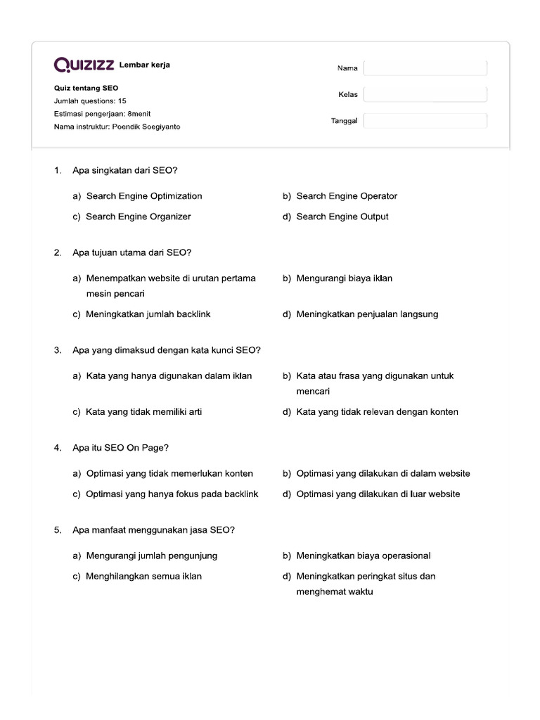 Quiz | PDF