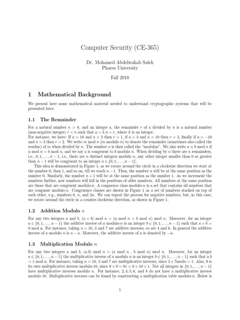 Mathematical Foundations of Cryptography | PDF | Elementary Mathematics ...