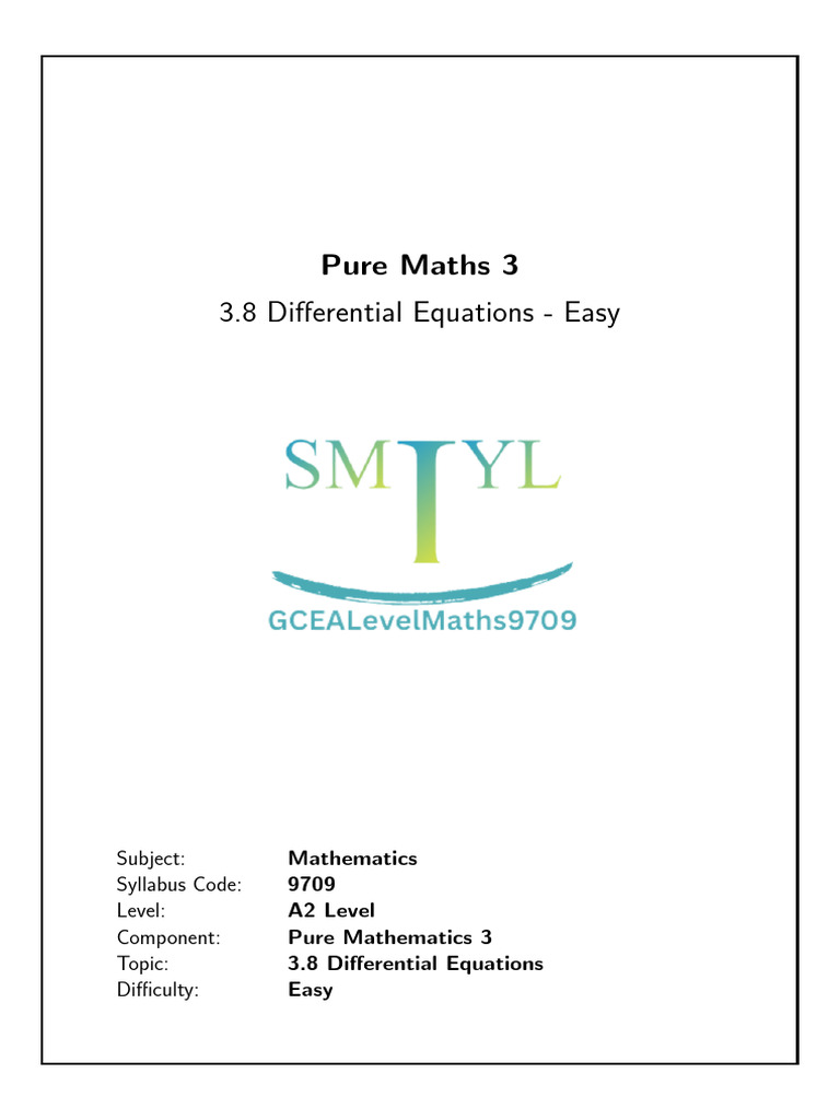 3 8 Differential Equations Easy | PDF | Equations | Complex Analysis