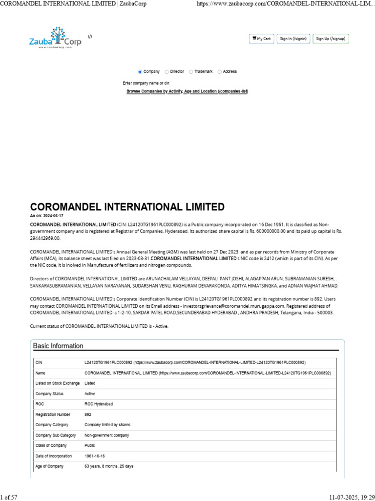 Coromandel International Limited Overview | PDF | Companies