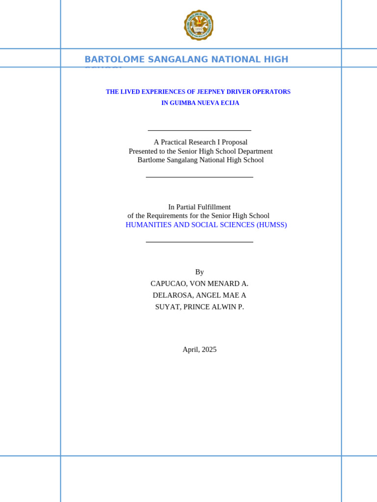 The Lived Experiences of Jeepney Driver Operators | PDF | Qualitative ...