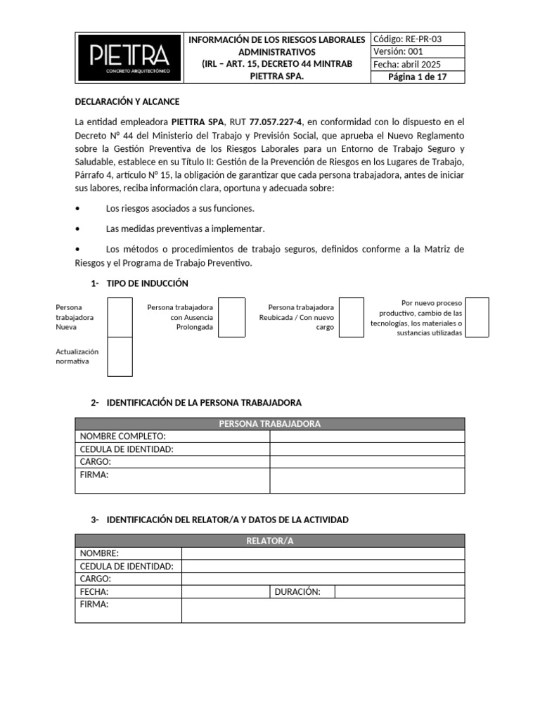 Re PR 03 Irl Administrativos | PDF | Seguridad y salud ocupacional | La ...