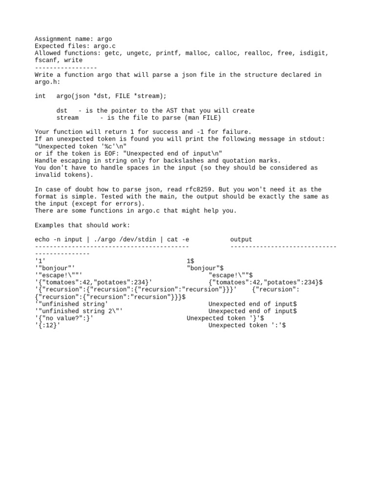 JSON Parser Function in C | PDF