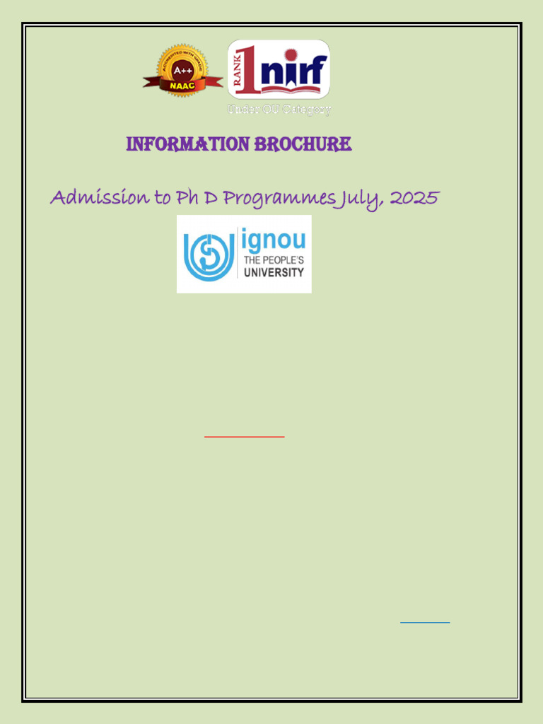 IGNOU PhD Admission 2025 Overview | PDF | Doctor Of Philosophy ...