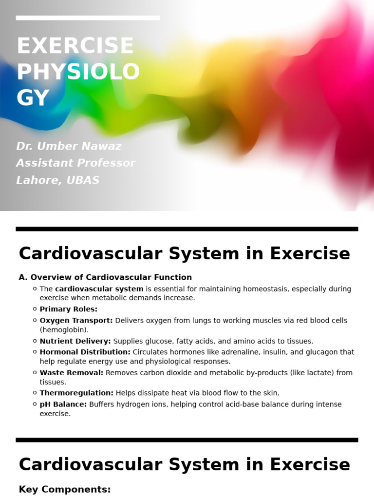 Lec - 3 Exercise Physiology | PDF | Heart | Homeostasis