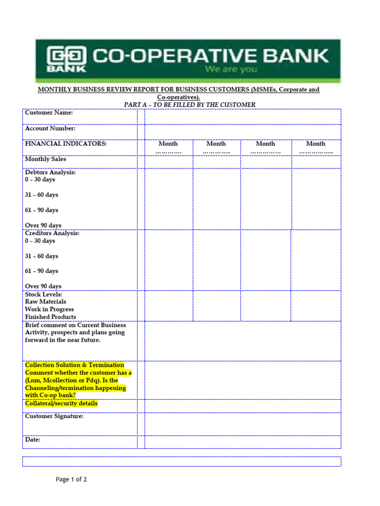 Monthly Business Review Report Template | PDF