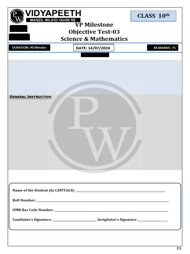 Class 10 Science & Math Objective Test | PDF | Heart Valve ...