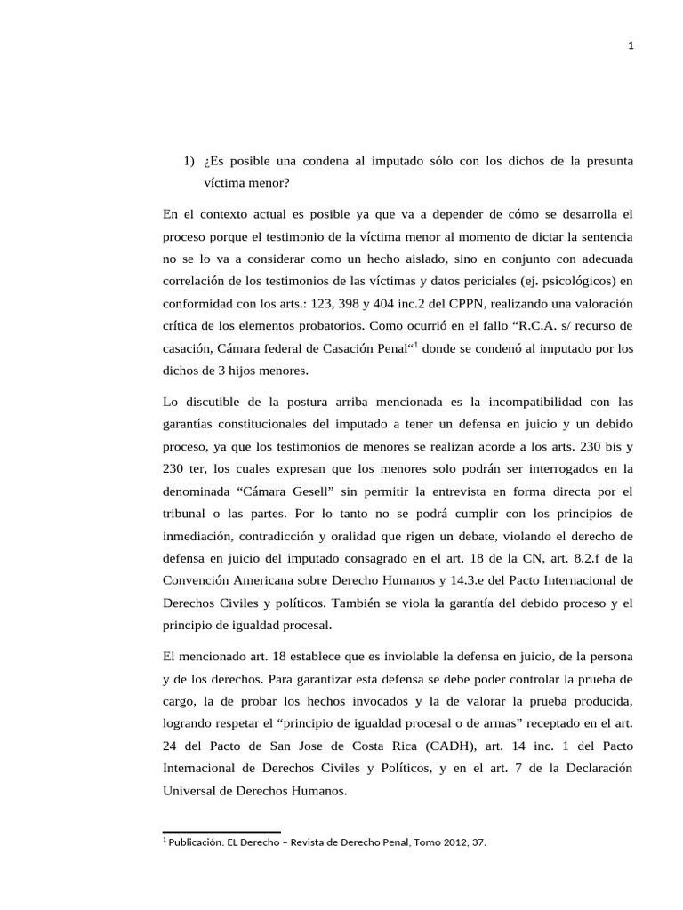 Condena por Testimonio de Menores en Delitos | PDF | Debido al proceso ...