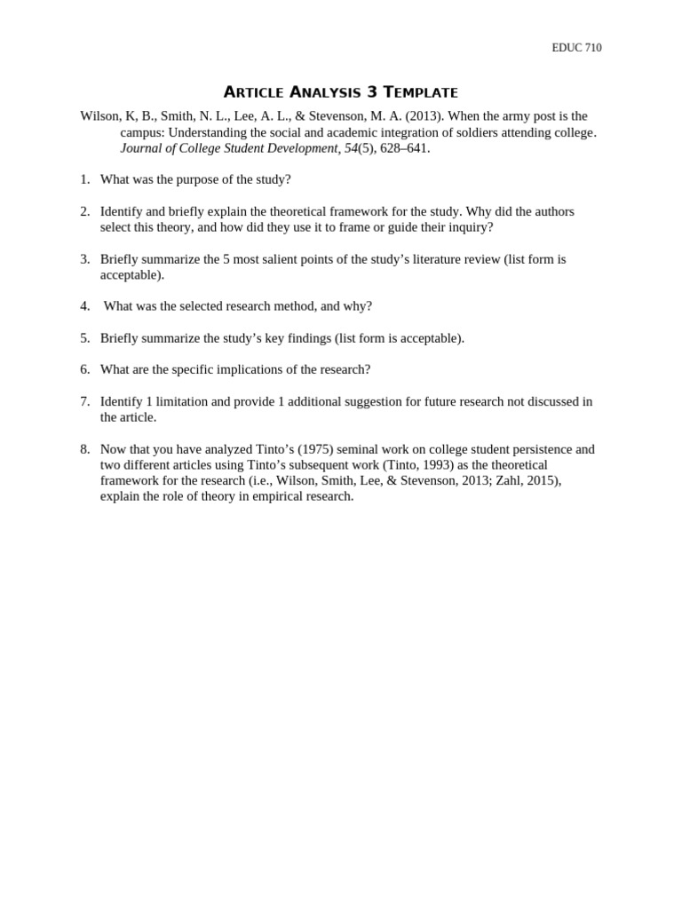 Article Analysis 3 Template | PDF