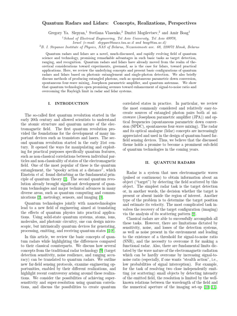 Advancements in Quantum Radar Technology | PDF | Quantum Entanglement ...