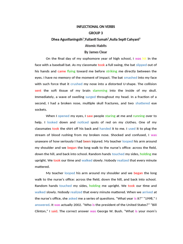 Inflectional Patterns in English Verbs | PDF | Perfect (Grammar ...