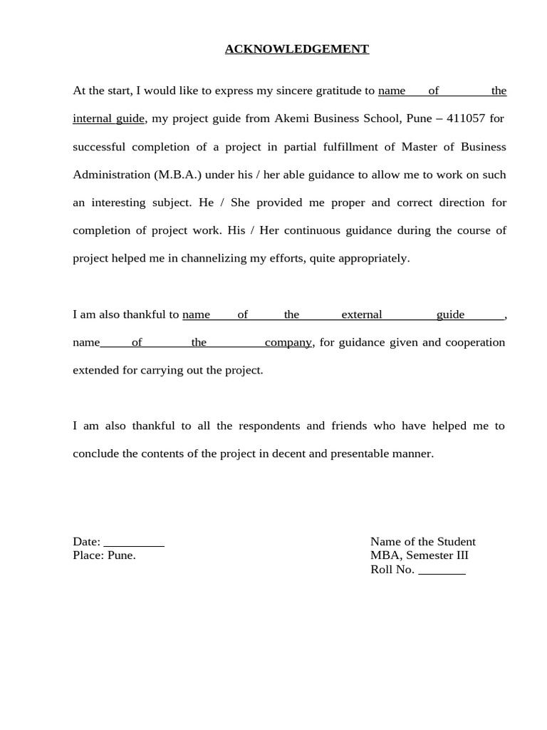 Acknowledgement of Project Support | PDF
